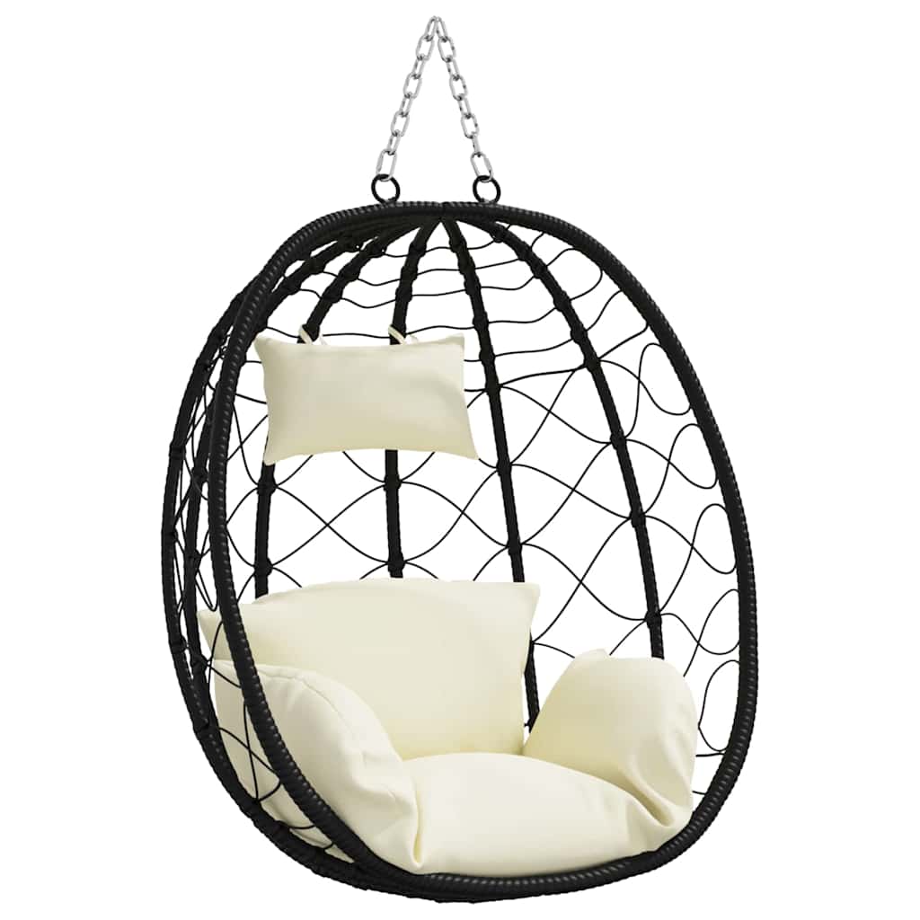 Vidaxl hangende ei-stoel crèmewit 91,5 x 60 x 110 cm poly rattan