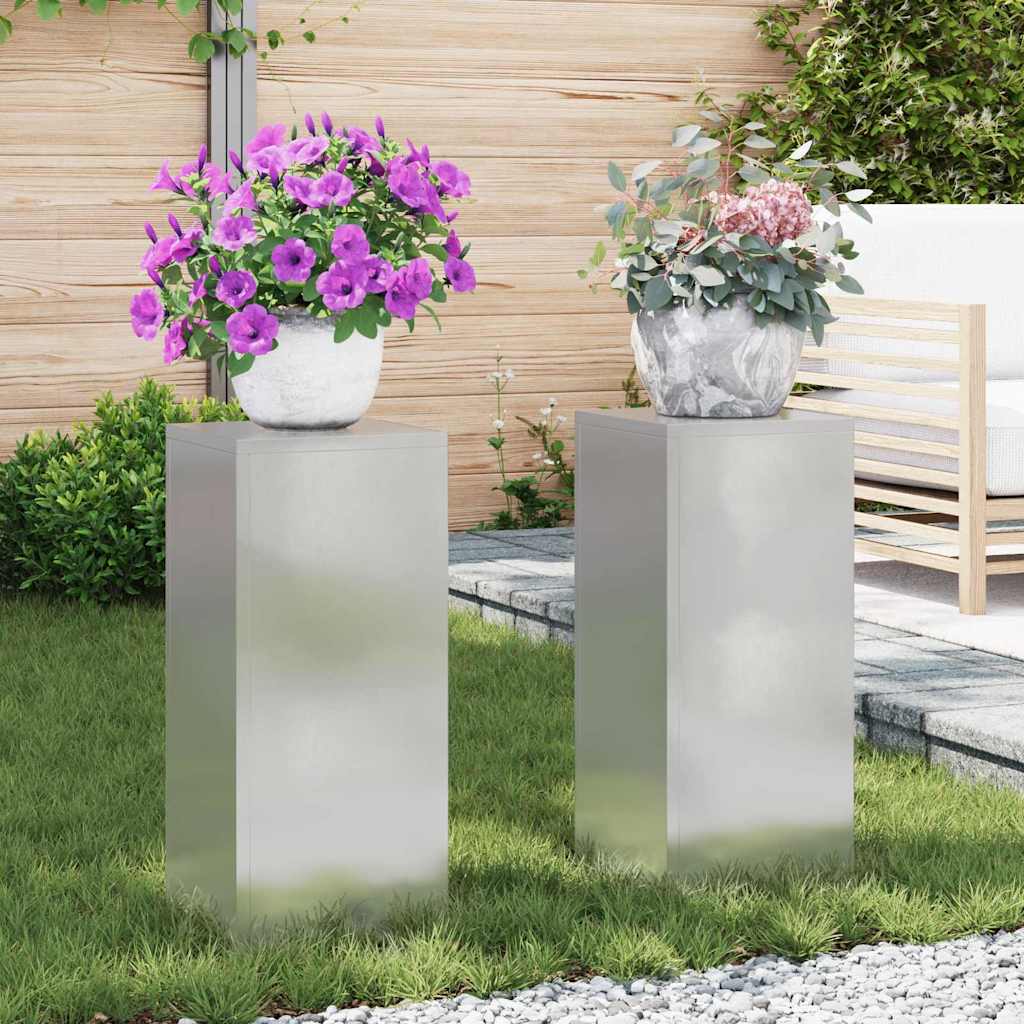 Vidaxl plantenstandaard 2 pcs zilver 24 x 24 x 55 cm roestvrij staal