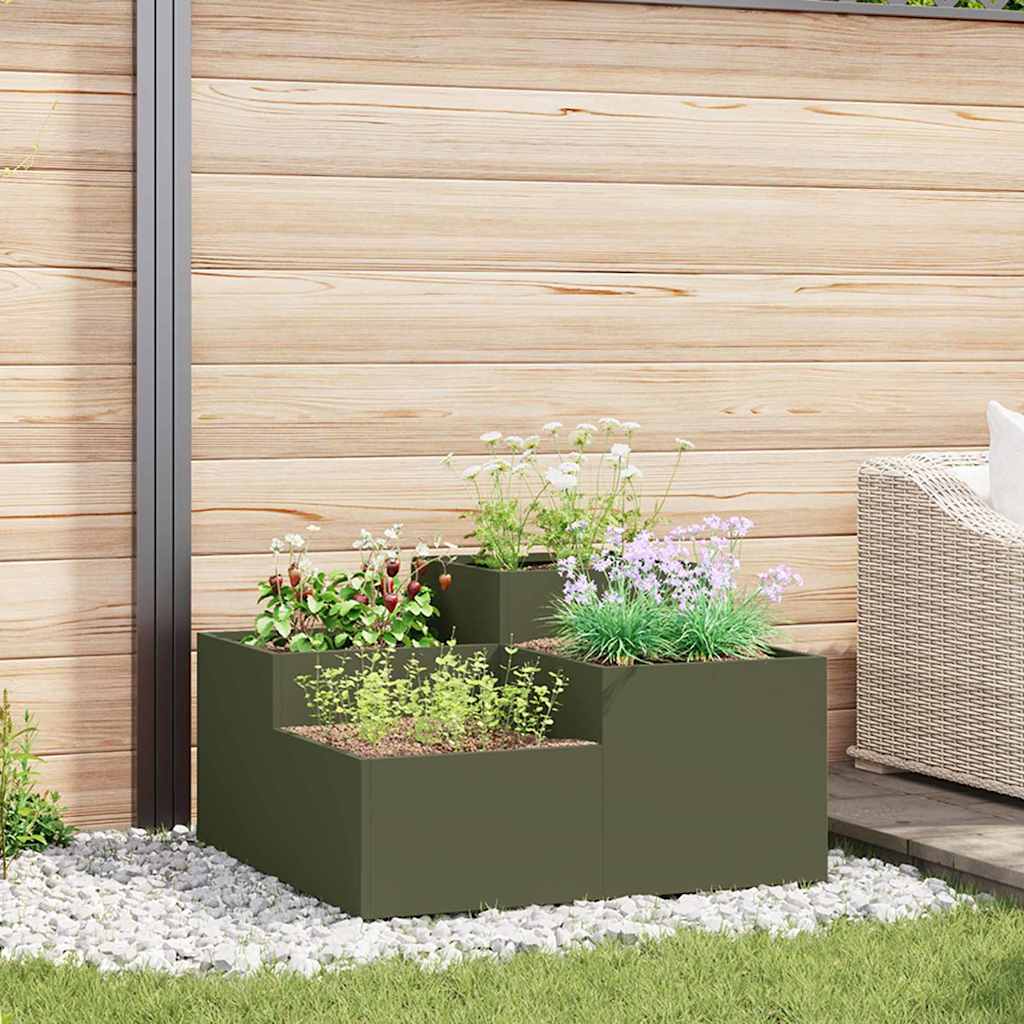 Vidaxl tuin bloempot olijfgroen 100 x 100 x 48 cm staal