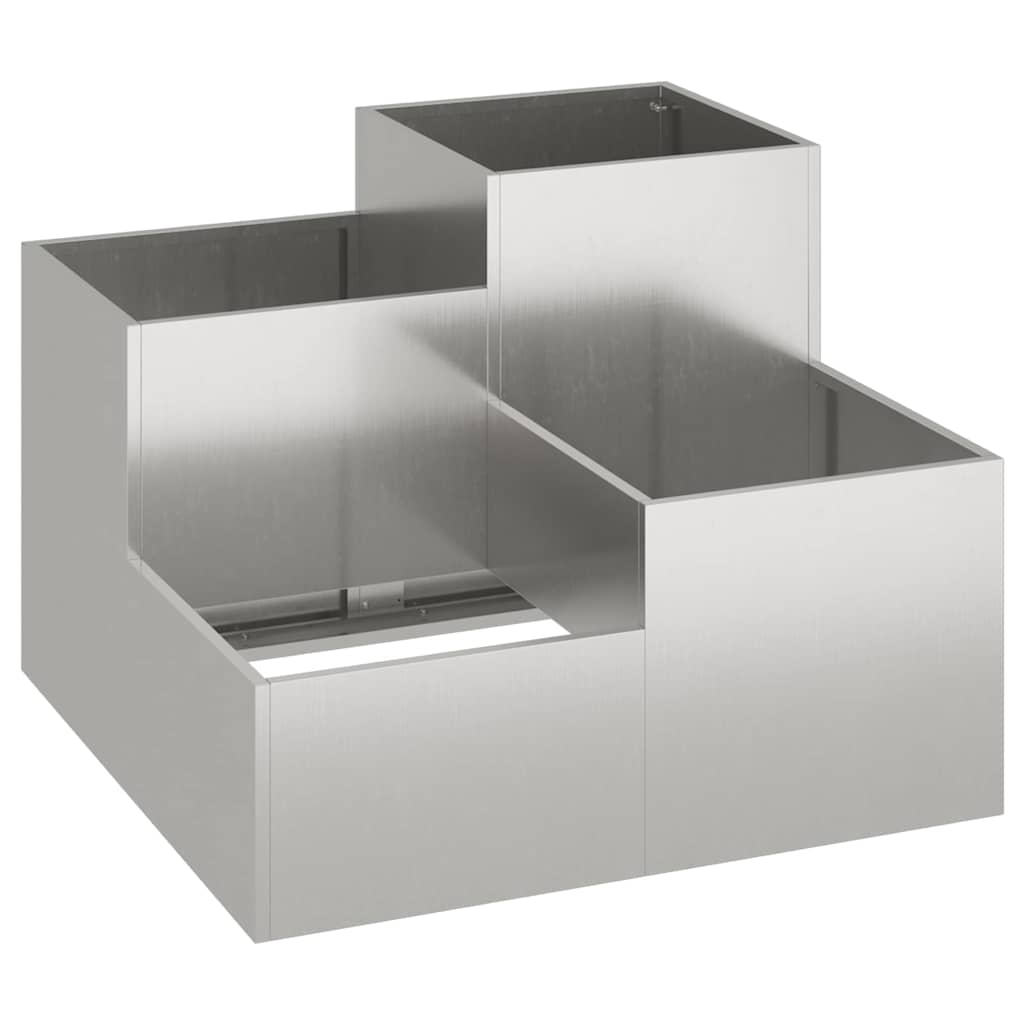Vidaxl tuin bloempot zilver 80 x 80 x 60 cm roestvrij staal