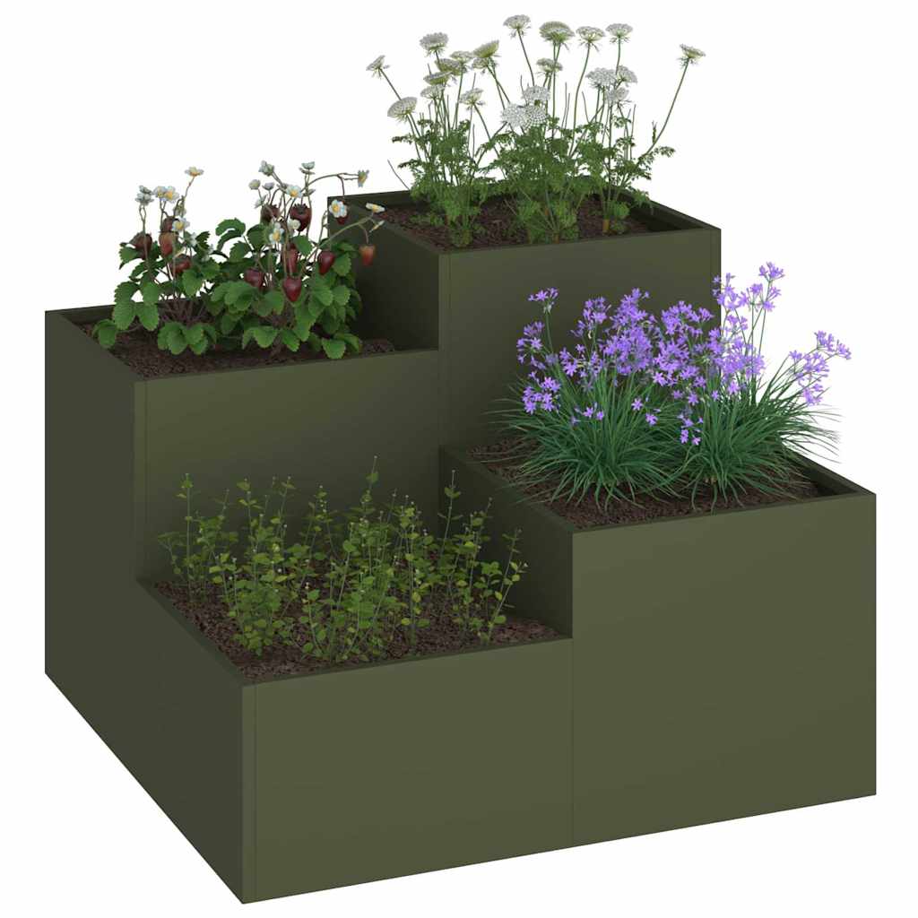 Vidaxl tuin bloempot olijfgroen 100 x 100 x 60 cm staal