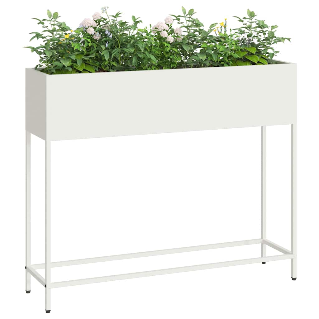 Vidaxl verhoogde tuin plantbak wit 100 x 26 x 82 cm staal