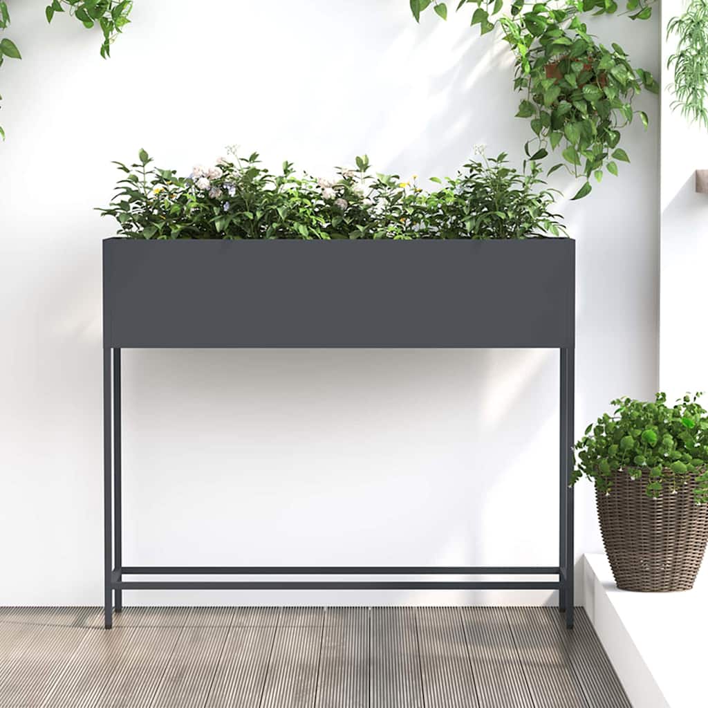 Vidaxl verhoogde tuin plantbak antraciet 100 x 26 x 82 cm staal