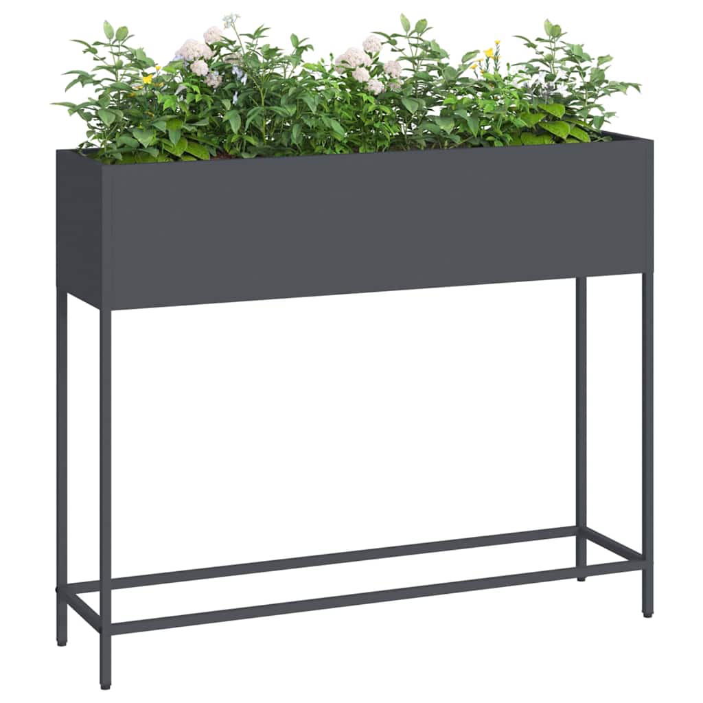 Vidaxl verhoogde tuin plantbak antraciet 100 x 26 x 82 cm staal