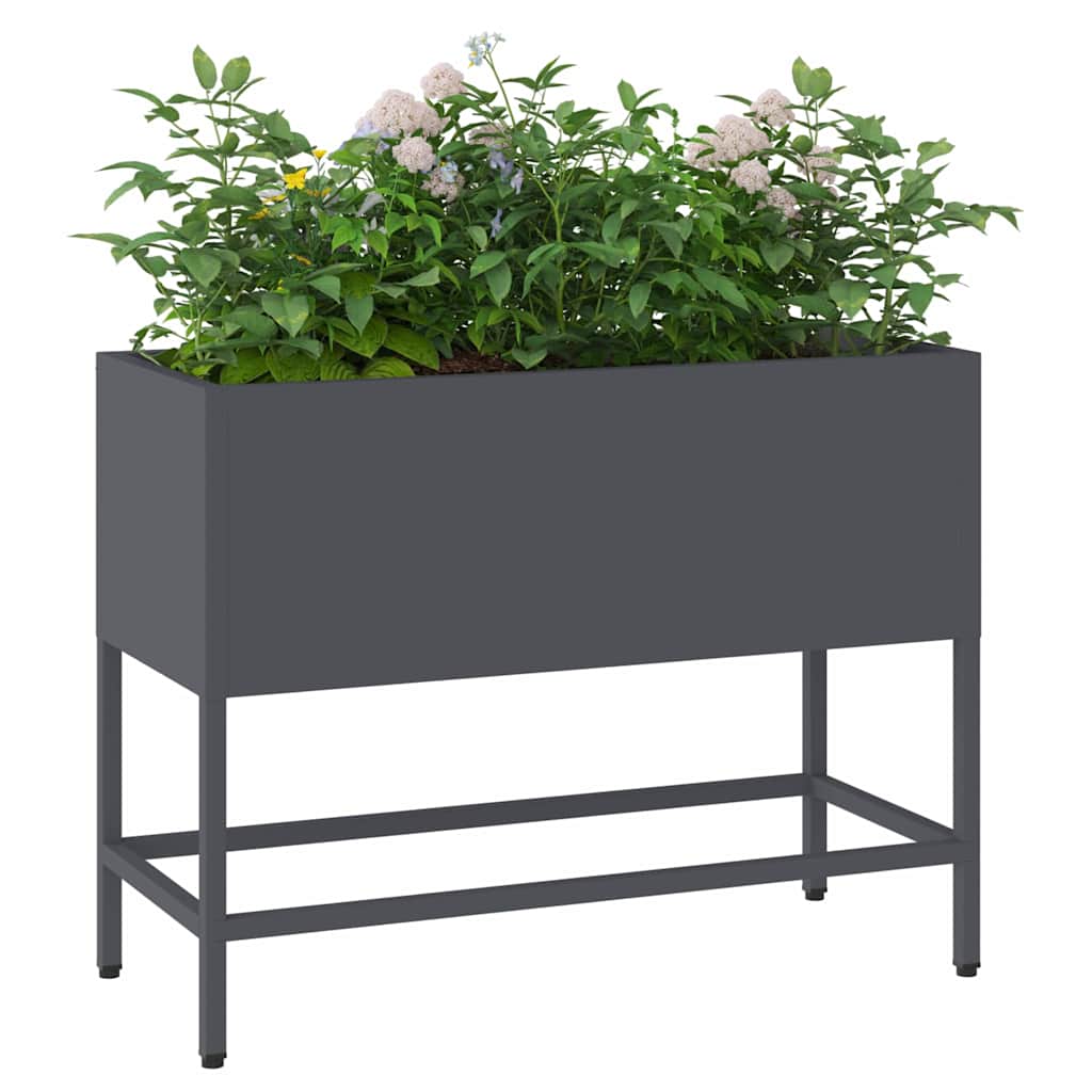 Vidaxl verhoogde tuin plantbak antraciet 60 x 26 x 45 cm staal