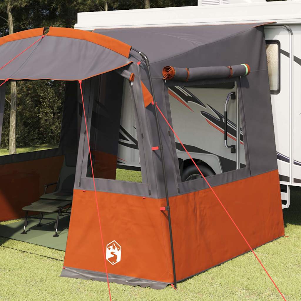 Vidaxl achterkleptent voor caravan grijs en oranje 352 x 250 x 240 cm