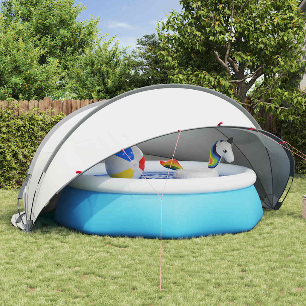 Vidaxl pooldome grijs en oranje 472 x 460 x 229 cm