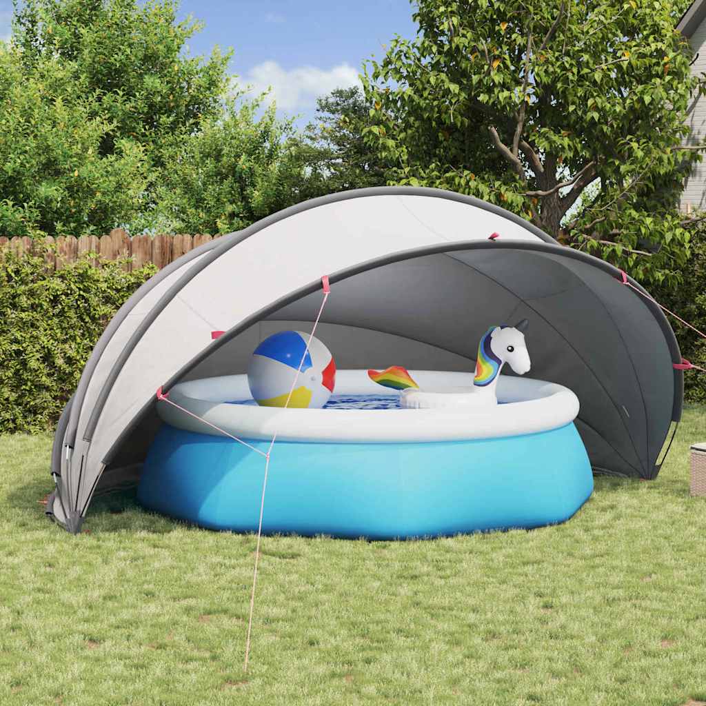 Vidaxl pooldome grijs en oranje 500 x 500 x 236 cm