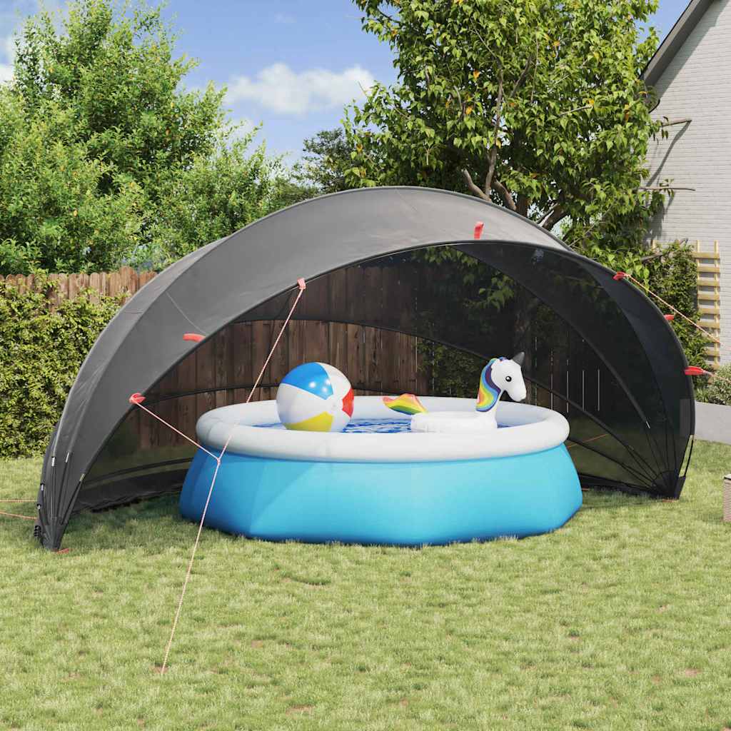 Vidaxl pooldome zwart 592 x 590 x 275 cm 185t polyester met pu-coating