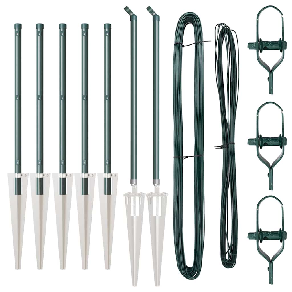 Vidaxl afrasteringspaal 7 pcs groen staal