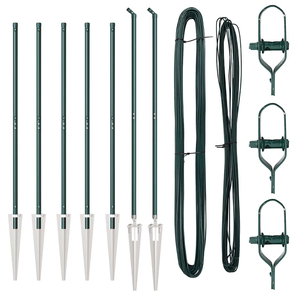 Vidaxl afrasteringspaal 7 pcs groen staal