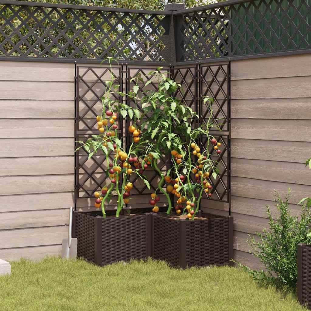 Vidaxl tuin bloempot 3 pcs bruin 80 x 80 x 143 cm staal