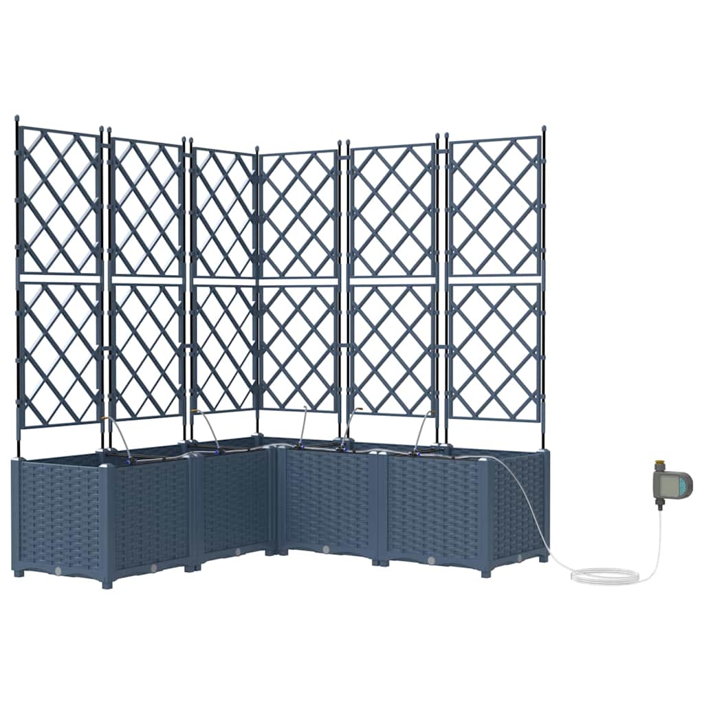 Vidaxl tuin bloempot grijs 40 x 40 x 125,5 cm staal