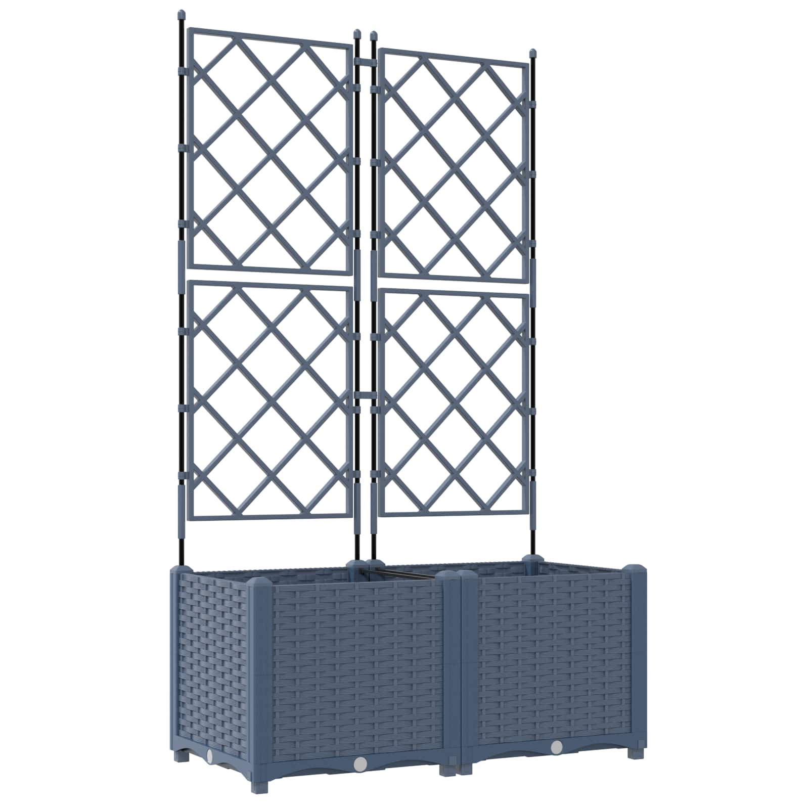 Vidaxl tuin bloempot 2 pcs grijs 80 x 40 x 143 cm staal