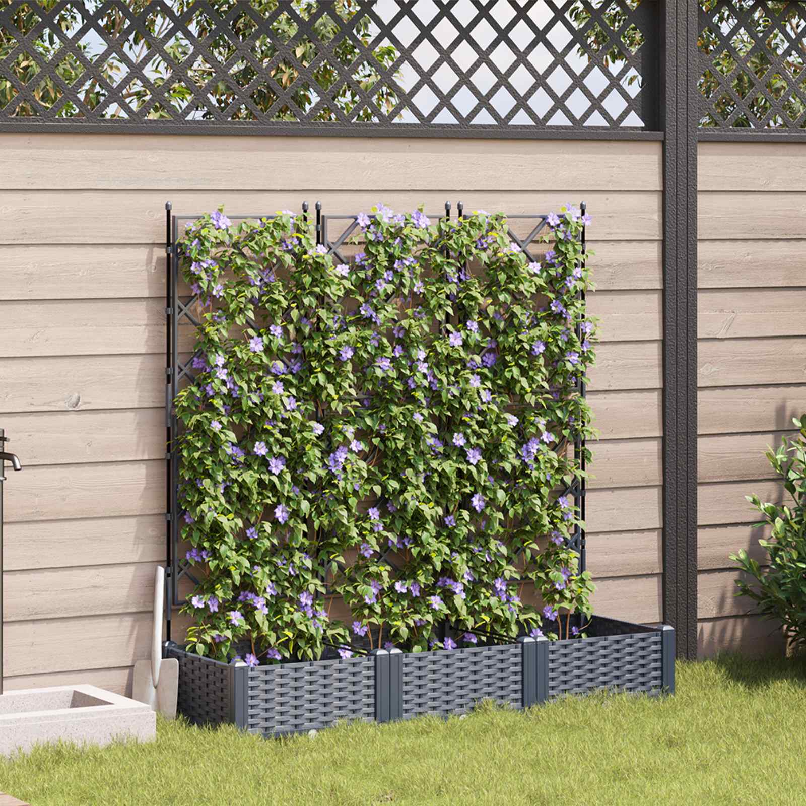 Vidaxl plantenbak 3 st grijs 120 x 40 x 125,5 cm pp