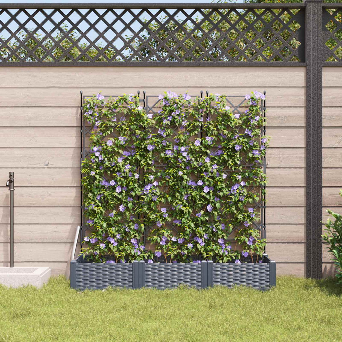 Vidaxl plantenbak 3 st grijs 120 x 40 x 125,5 cm pp
