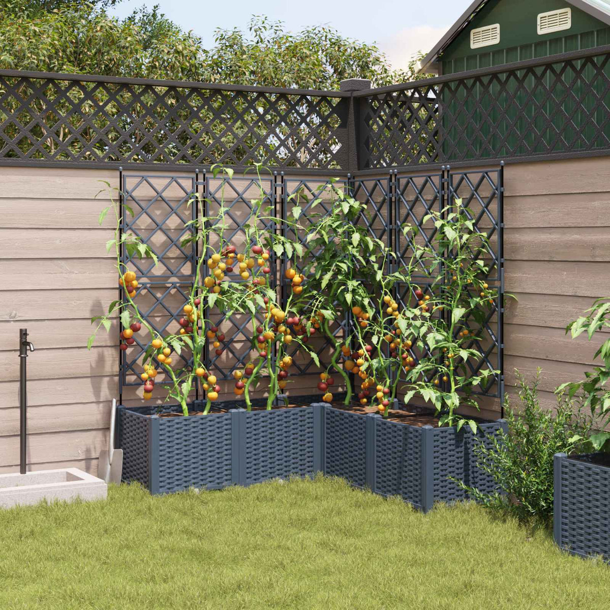 Vidaxl plantenbak 5 st grijs 120 x 120 x 143 cm pp