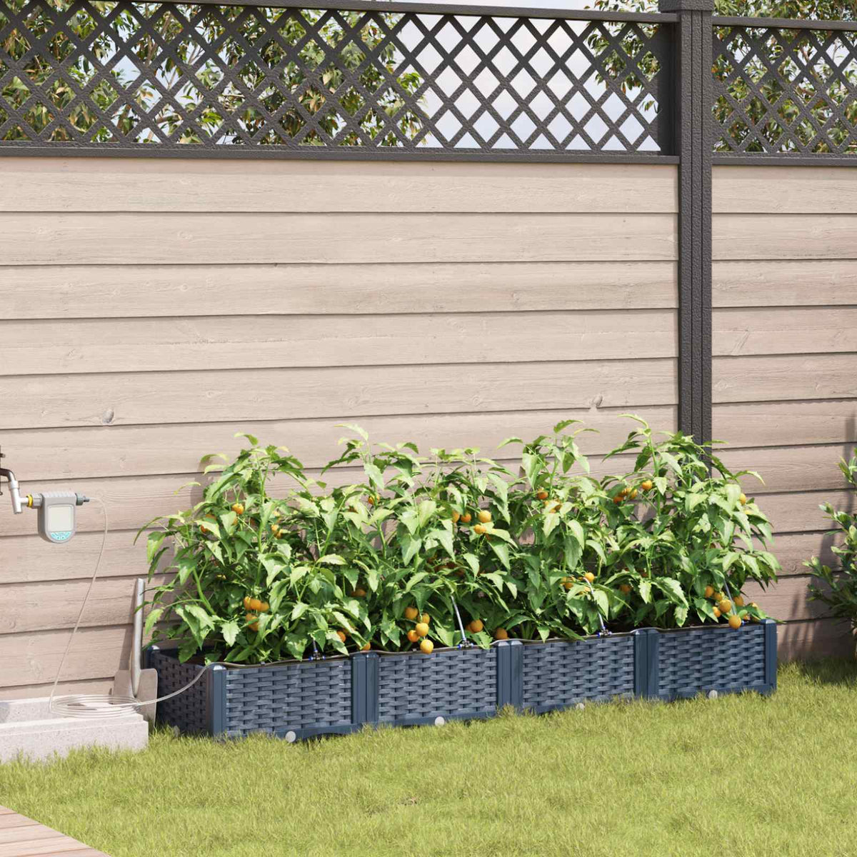 Vidaxl plantenbak 4 st grijs 160 x 40 x 22 cm pp