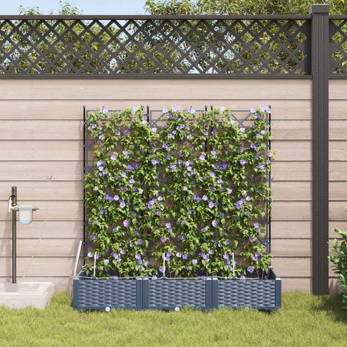 Vidaxl plantenbak 3 st grijs 120 x 40 x 126 cm pp