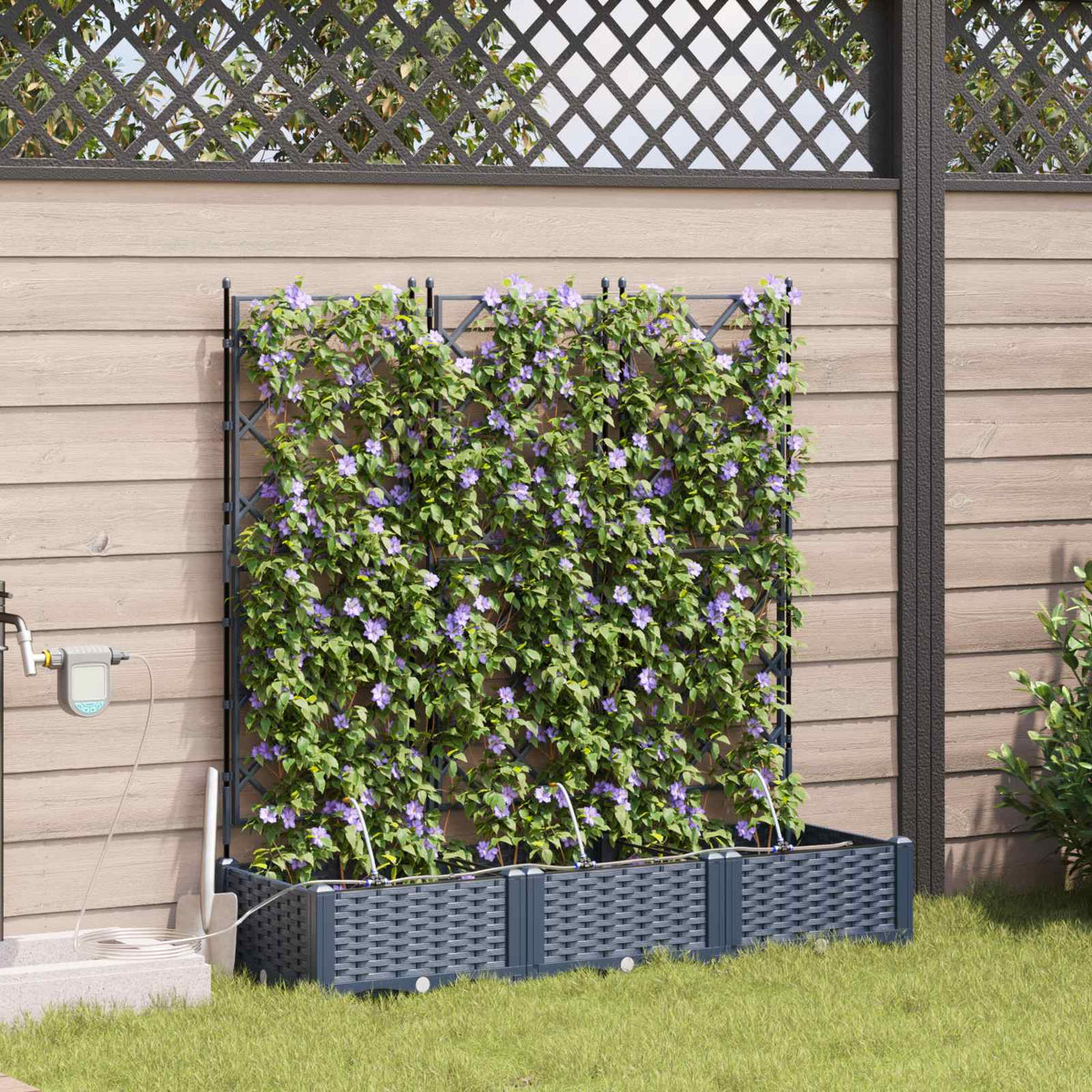 Vidaxl plantenbak 3 st grijs 120 x 40 x 126 cm pp