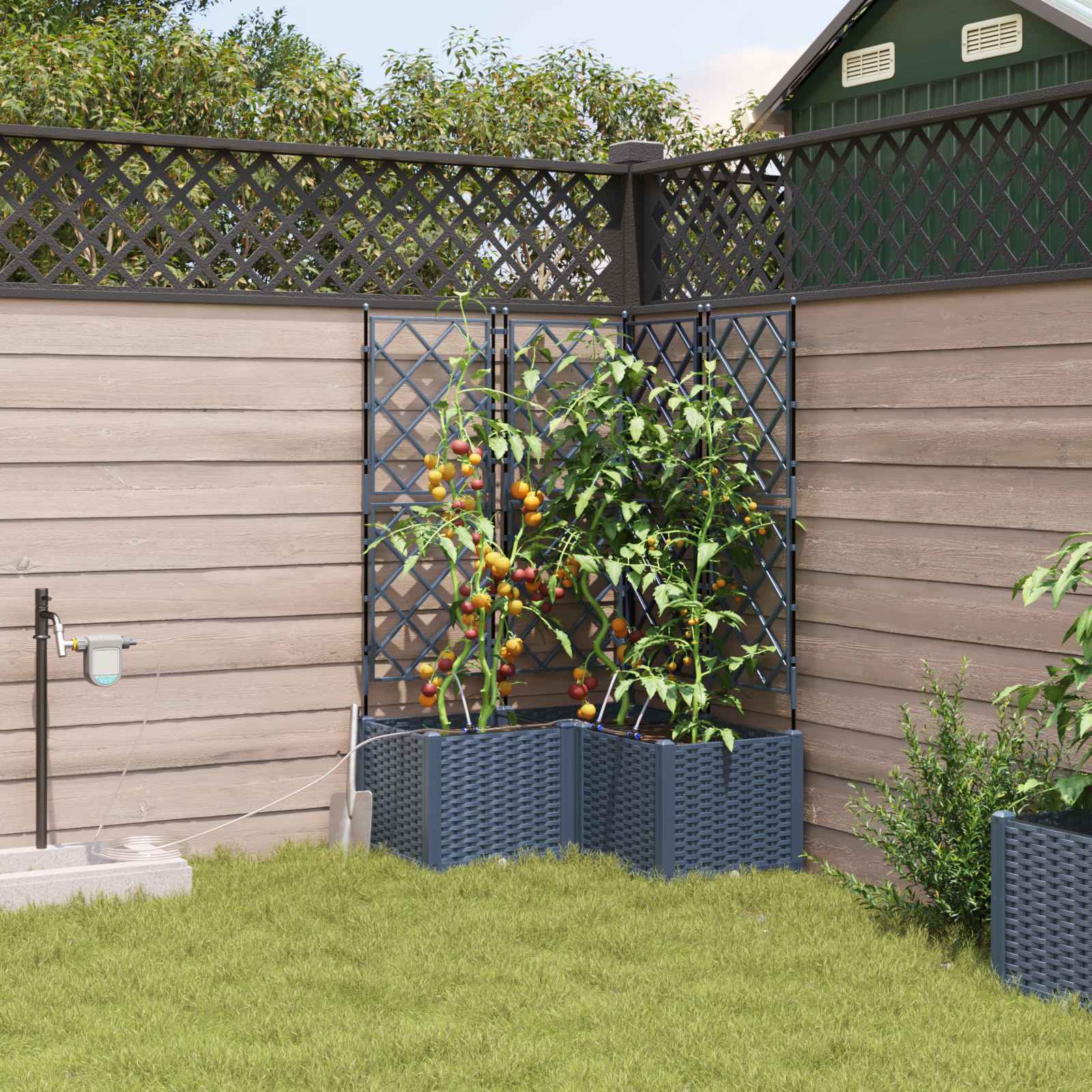Vidaxl plantenbak 3 st grijs 80 x 80 x 142 cm pp