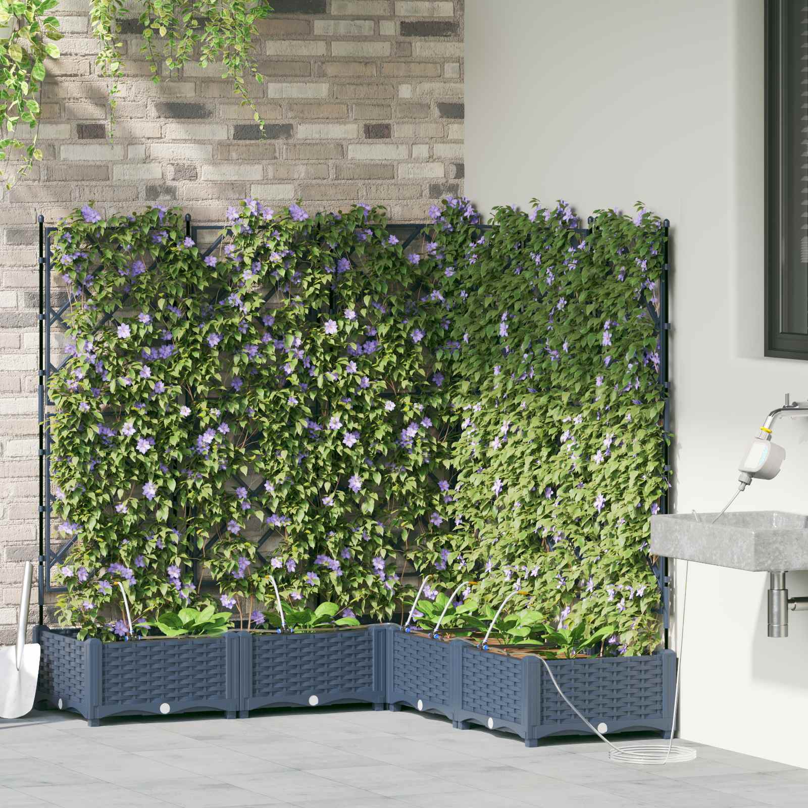 Vidaxl plantenbak 5 st grijs 120 x 120 x 126 cm pp