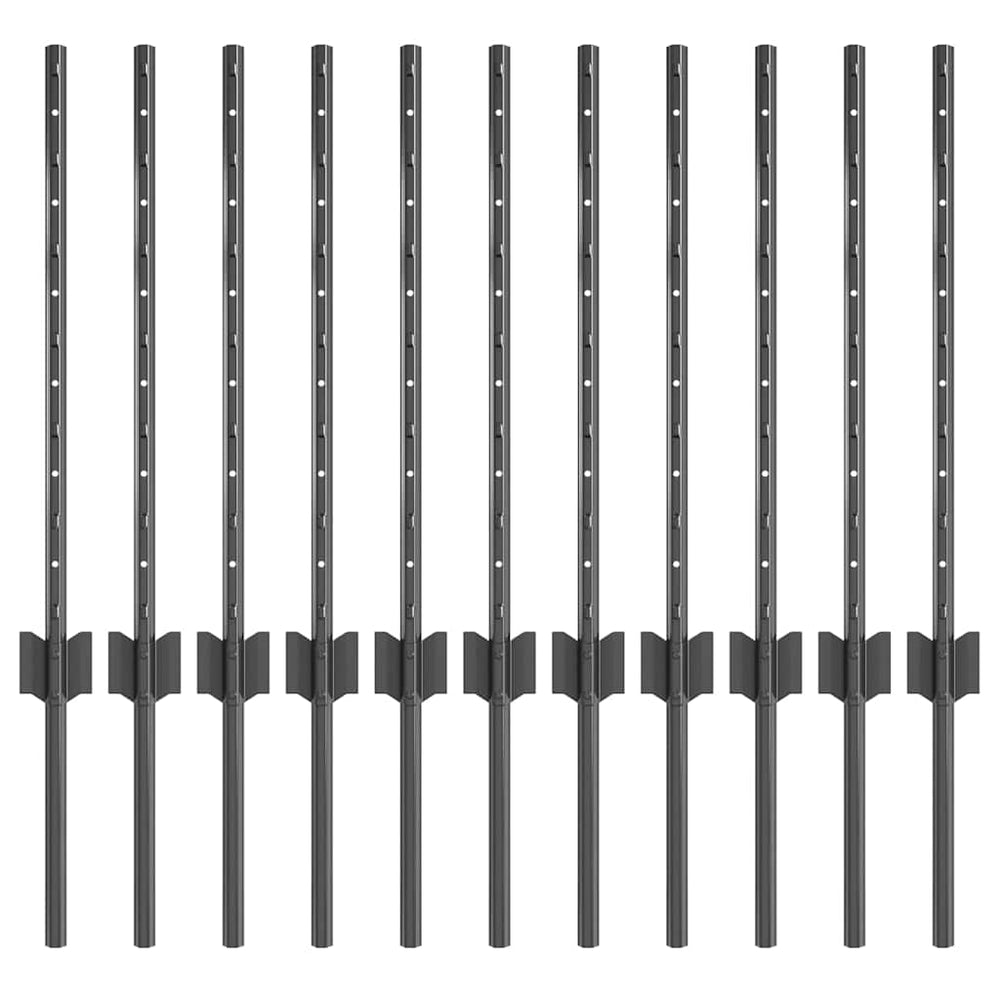 Vidaxl afrasteringspaal 11 pcs grijs 60 cm staal