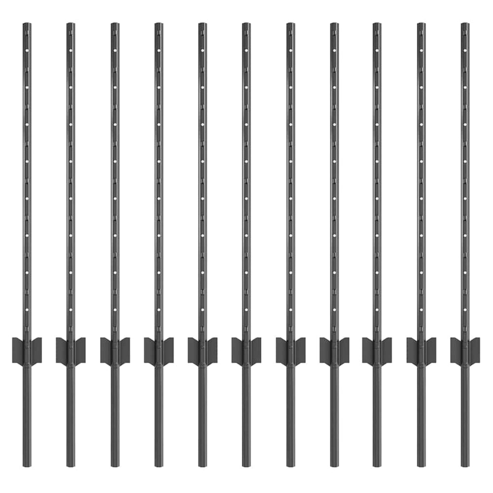 Vidaxl afrasteringspaal 11 pcs grijs 80 cm staal