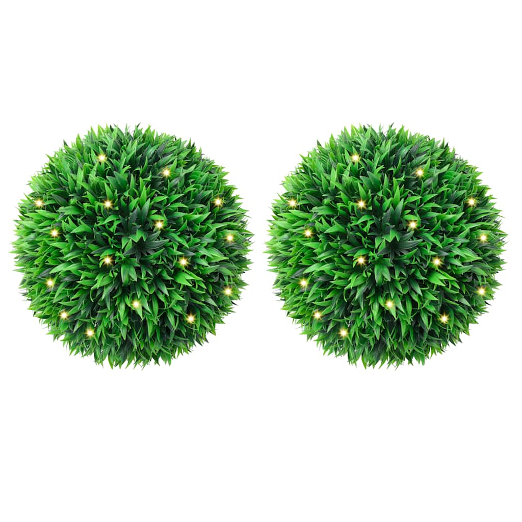 Vidaxl kunstbuxusballen met led-verlichting 2 st 47 cm groen