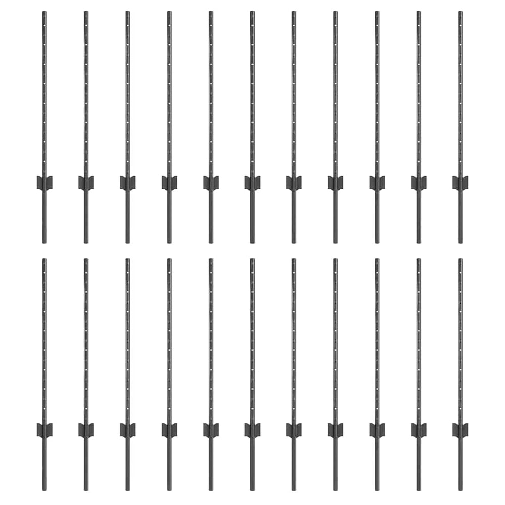 Vidaxl afrasteringspaal 22 pcs grijs 120 cm staal