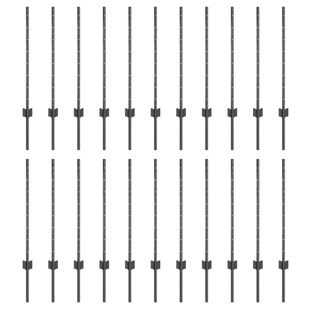 Vidaxl afrasteringspaal 22 pcs grijs 120 cm staal