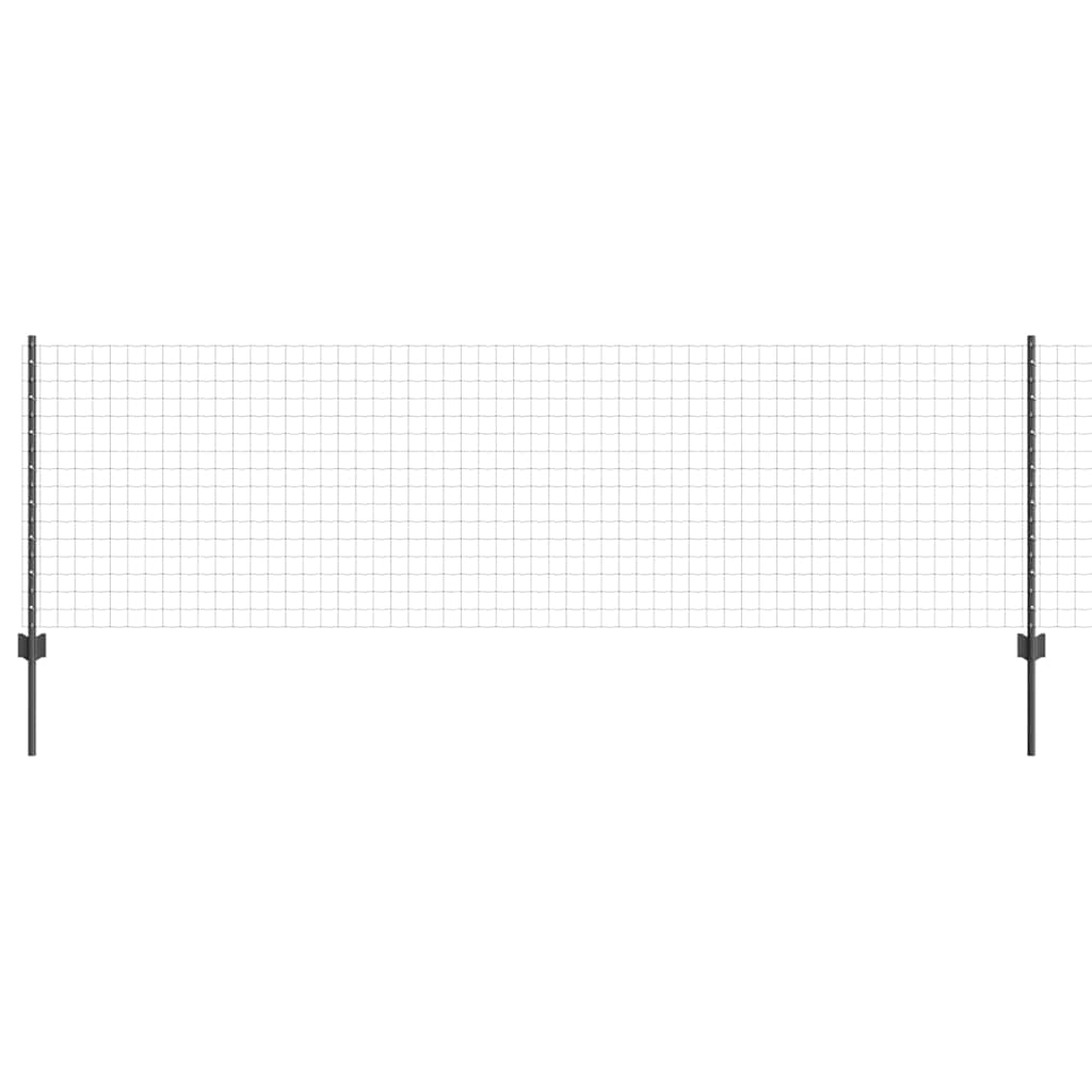 Vidaxl hek met paal grijs 0,8 x 25 m staal en pvc