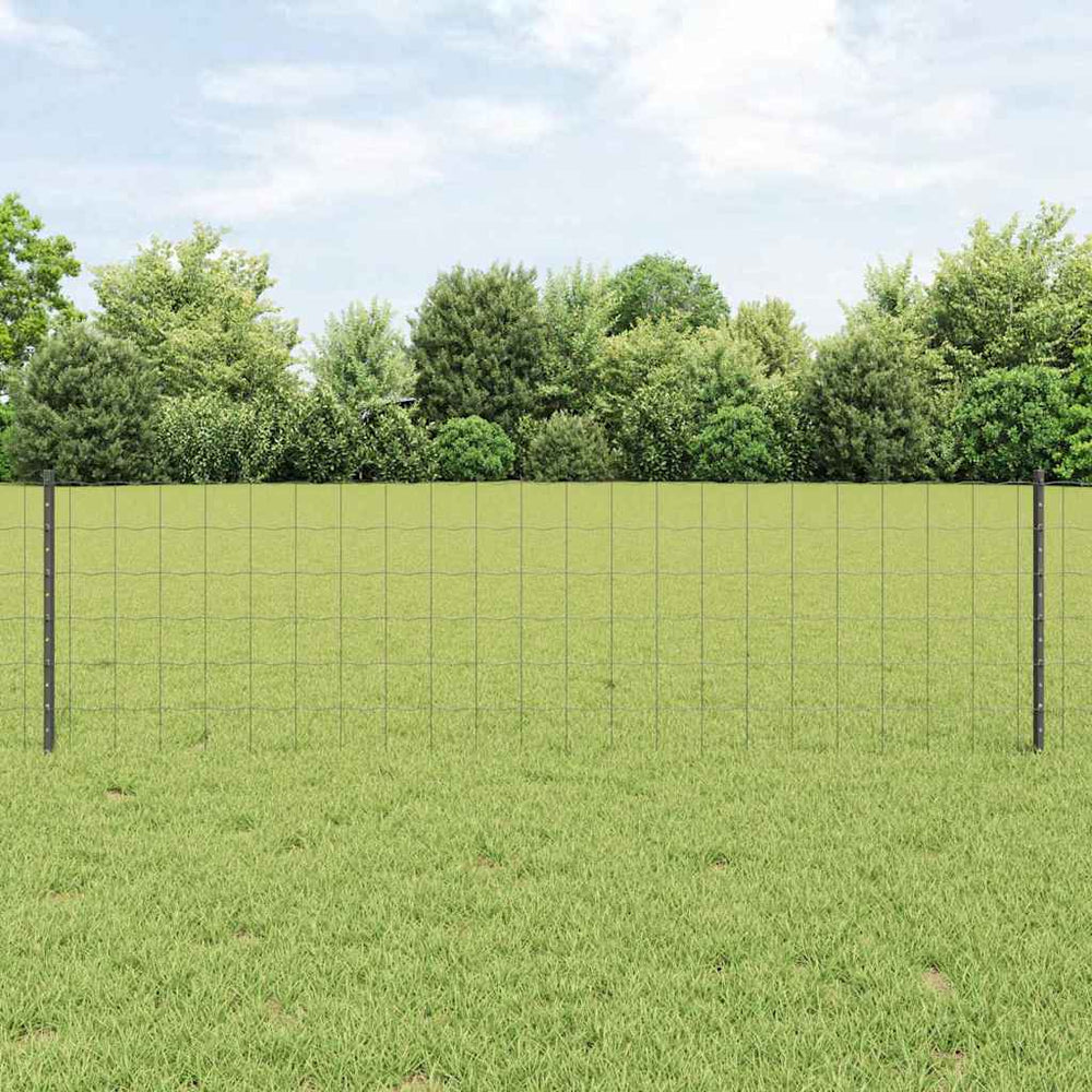 Vidaxl hek met paal grijs 0,6 x 25 m staal en pvc