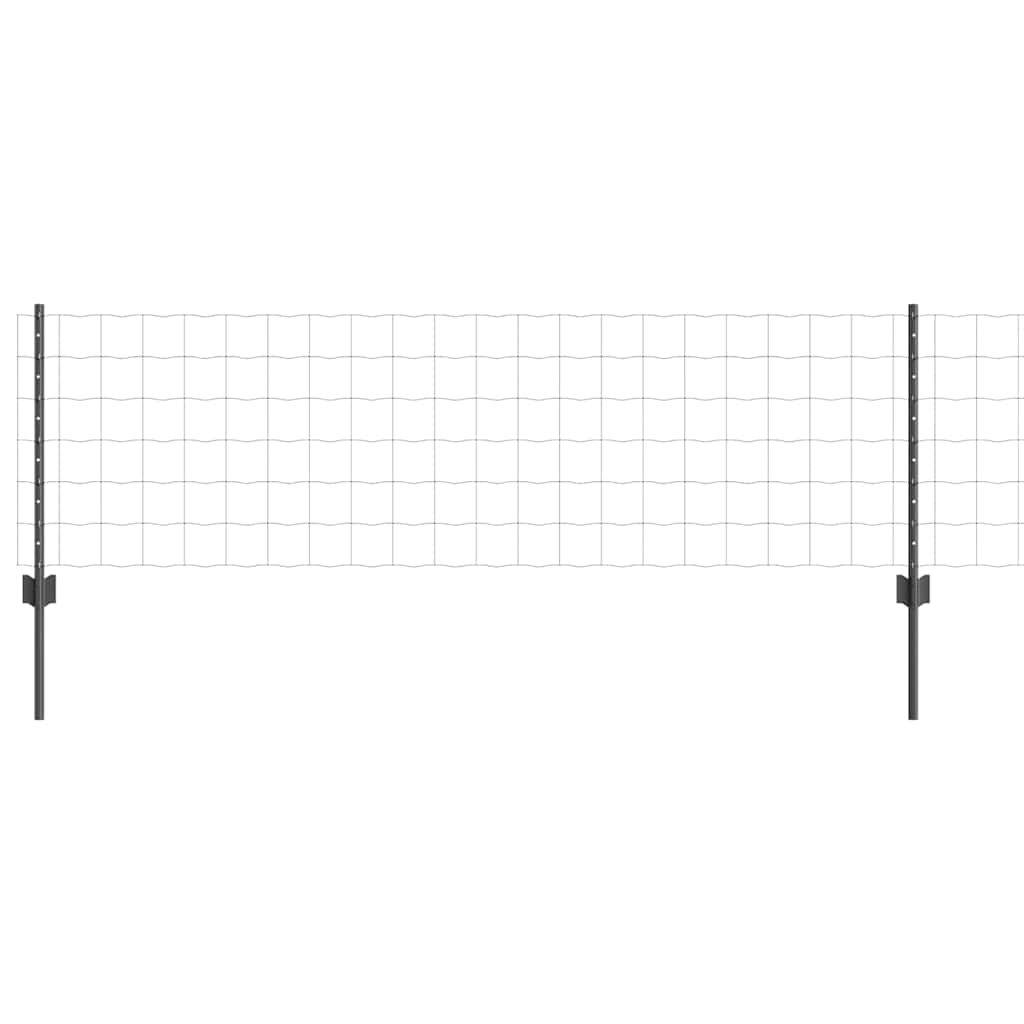 Vidaxl hek met paal grijs 0,6 x 25 m staal en pvc