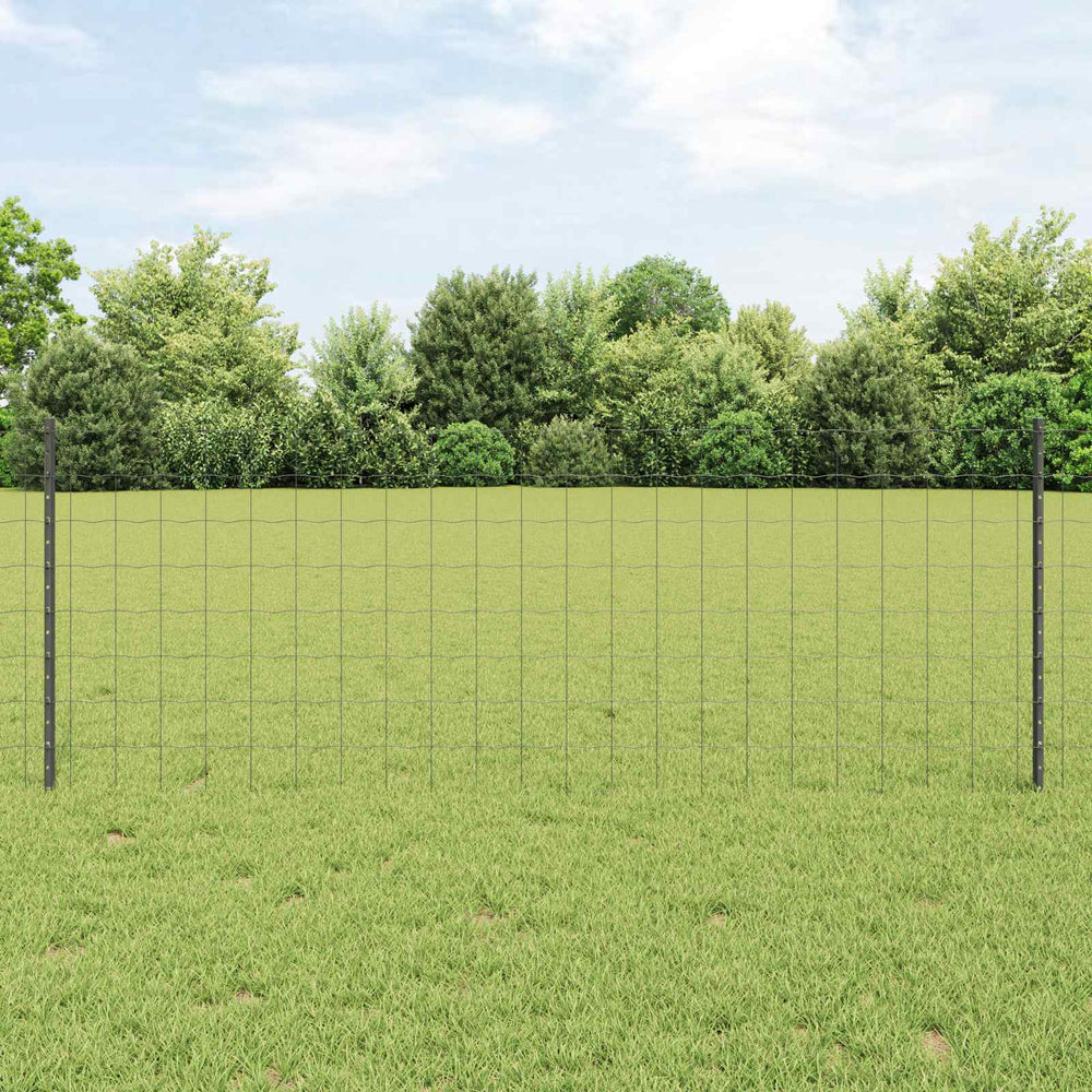 Vidaxl hek met paal grijs 0,8 x 25 m staal