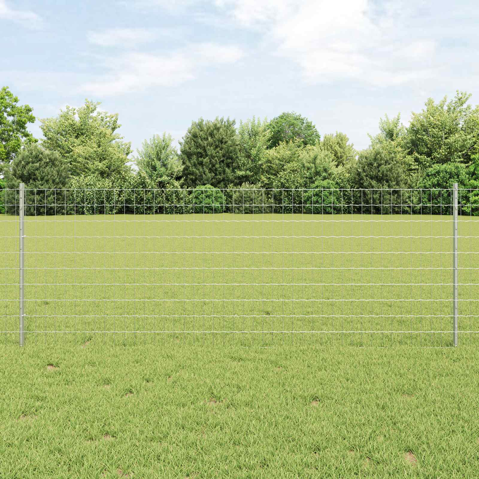 Vidaxl hek met paal zilver 0,8 x 10 m staal