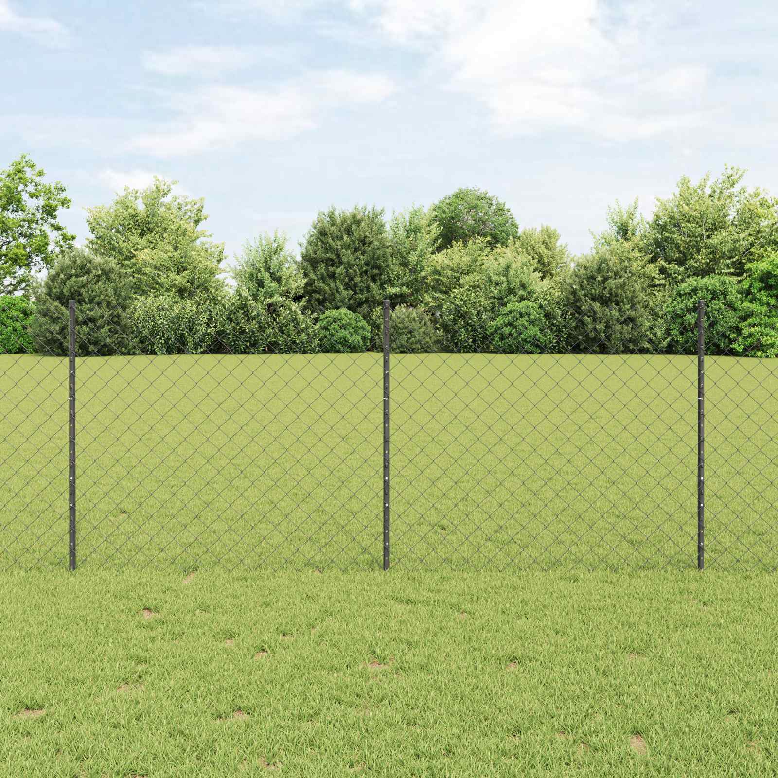 Vidaxl hek met paal grijs 1 x 10 m staal en pvc