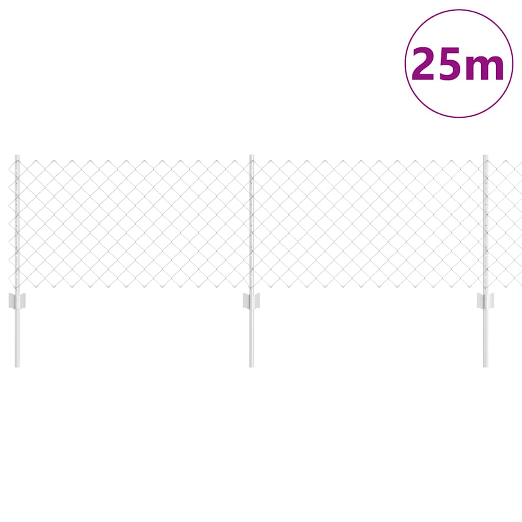 Vidaxl gaashek met palen 25 x 0,6 m gegalvaniseerd staal zilverkleurig