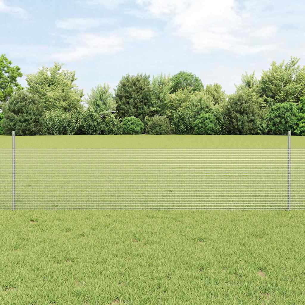 Vidaxl hek met paal zilver 0,5 x 50 m staal