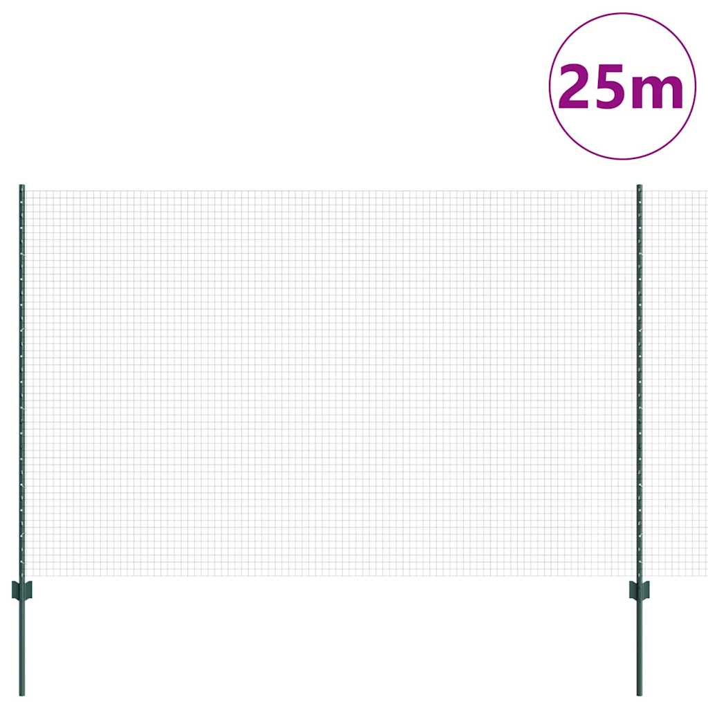 Vidaxl hek met paal groen 1,5 x 25 m staal