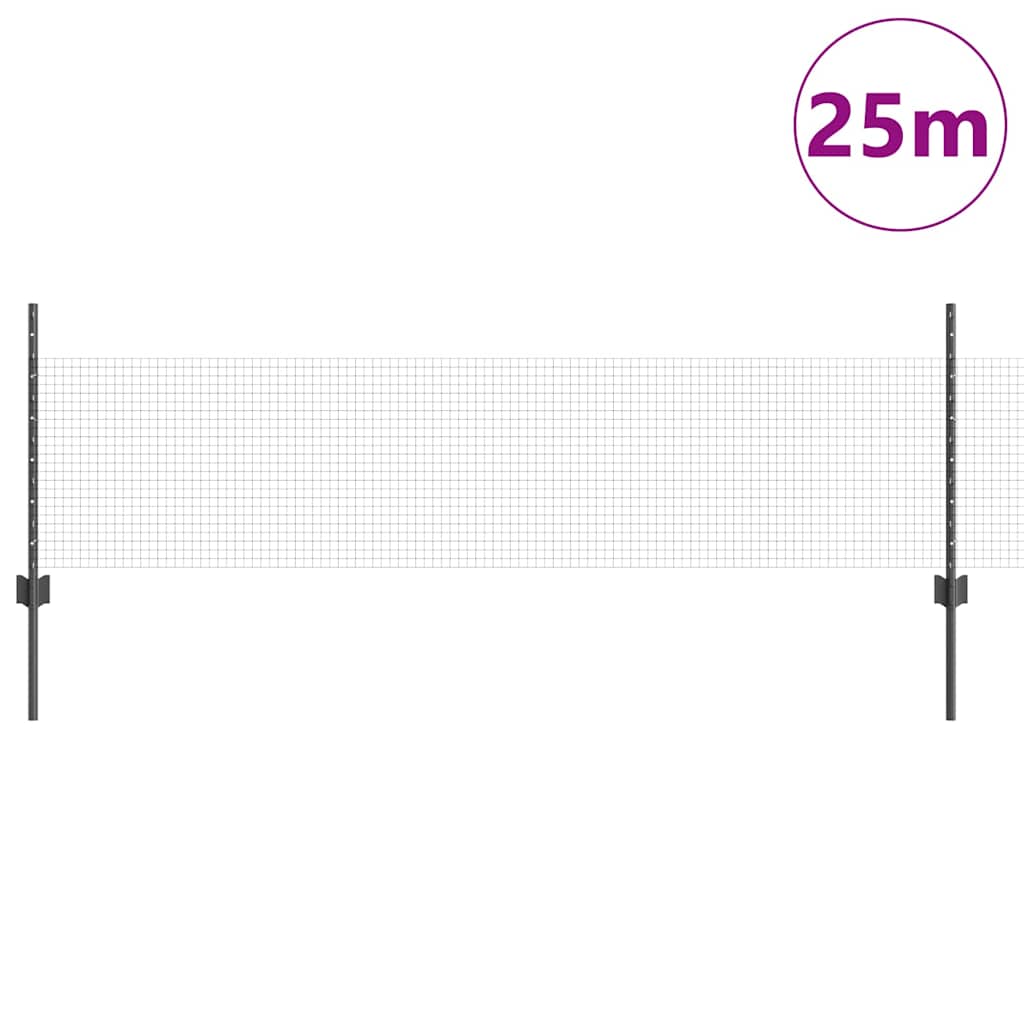 Vidaxl hek met paal grijs 0,5 x 25 m staal