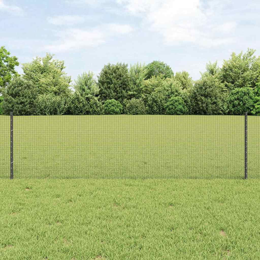 Vidaxl hek met paal grijs 0,6 x 25 m staal en pvc