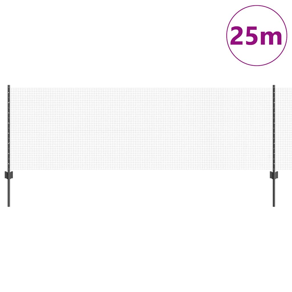 Vidaxl hek met paal grijs 0,8 x 25 m staal en pvc