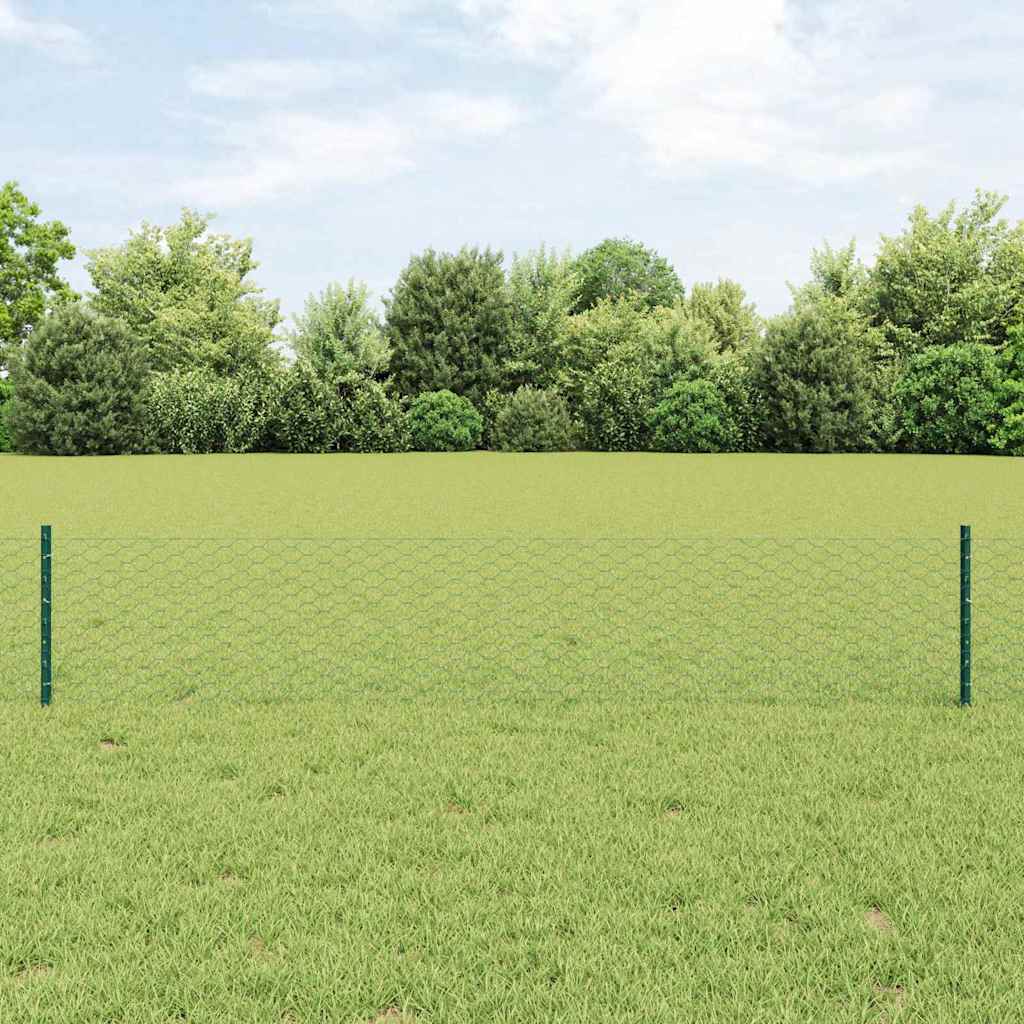 Vidaxl hek met paal groen 0,4 x 10 m staal en pvc