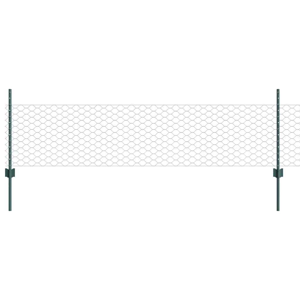 Vidaxl hek met paal groen 0,5 x 10 m staal en pvc