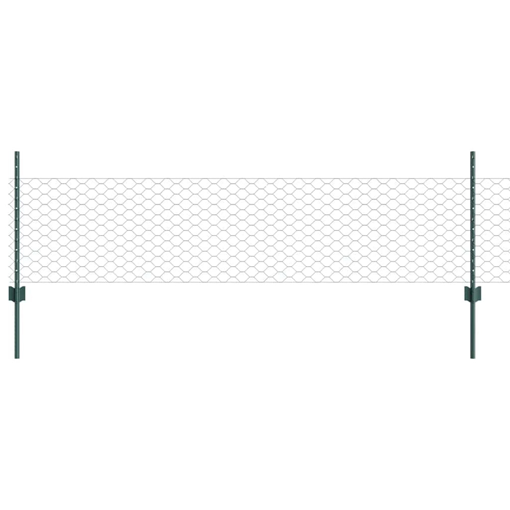 Vidaxl hek met paal groen 0,5 x 10 m staal en pvc