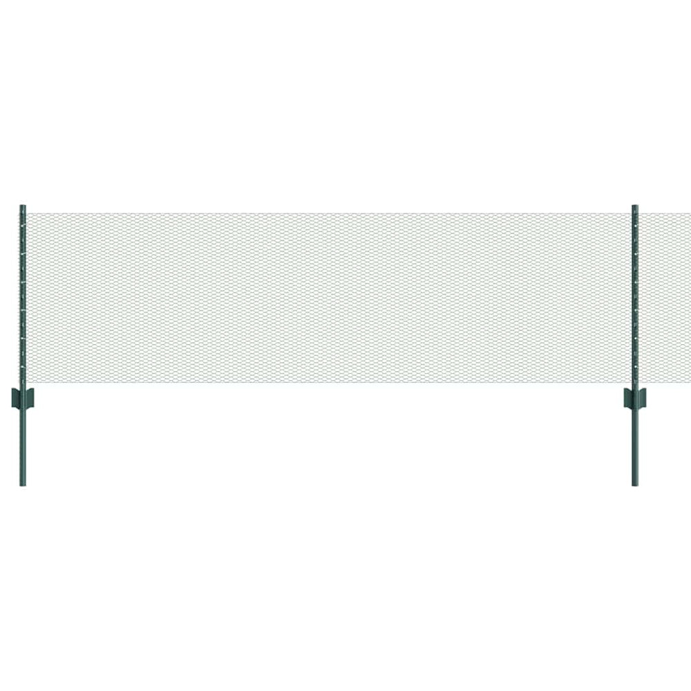Vidaxl hek met paal groen 0,6 x 10 m staal en pvc