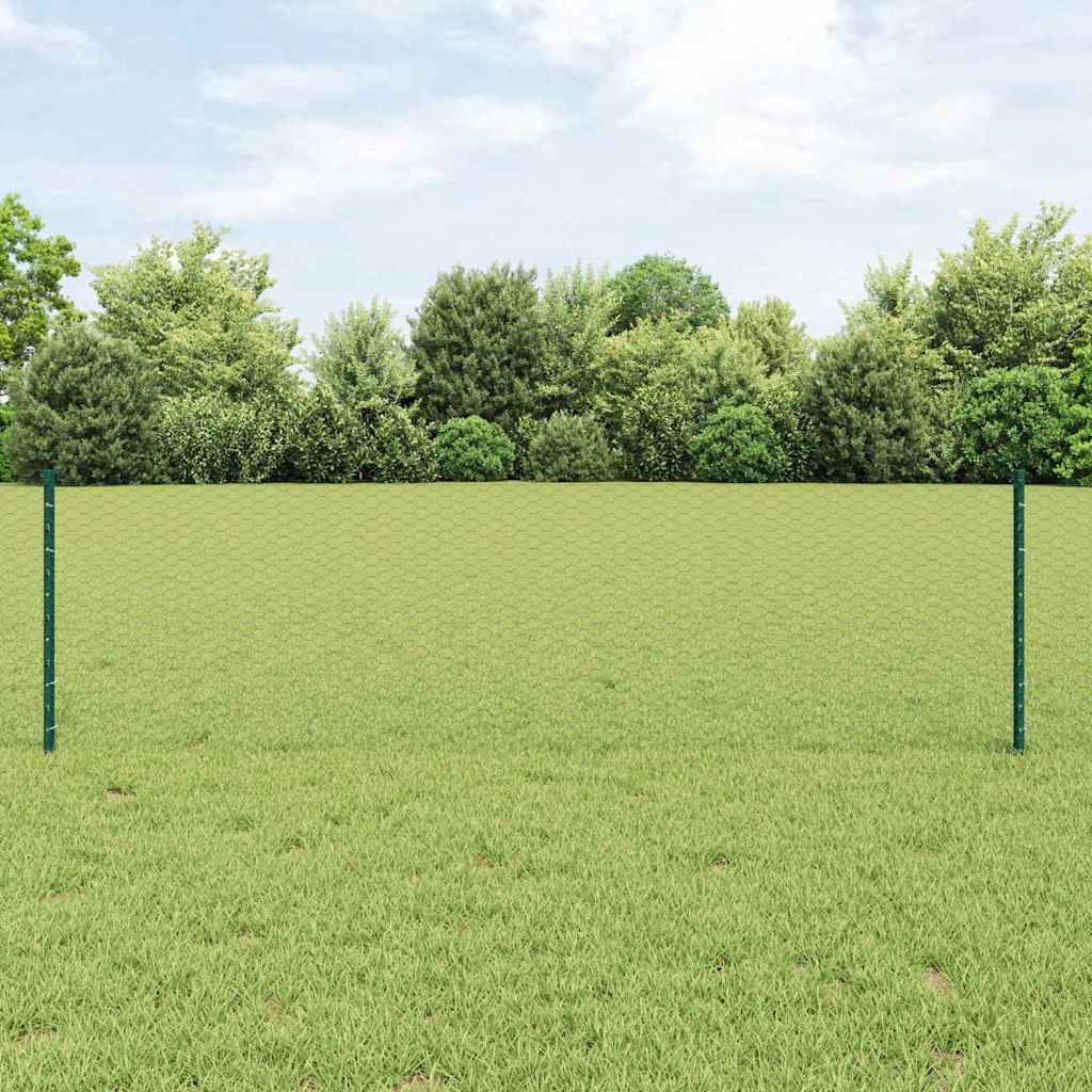 Vidaxl hek met paal groen 0,6 x 10 m staal en pvc