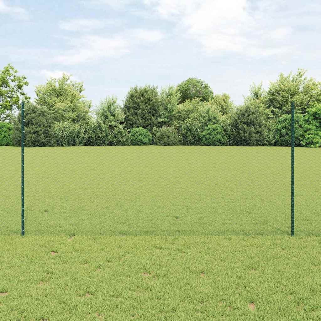 Vidaxl hek met paal groen 1,2 x 25 m staal