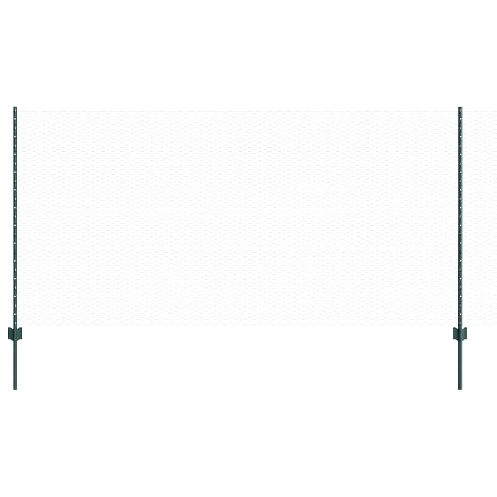 Vidaxl zeshoekig gaasgek met palen 25 x 1,2 m pvc-coated staal groen